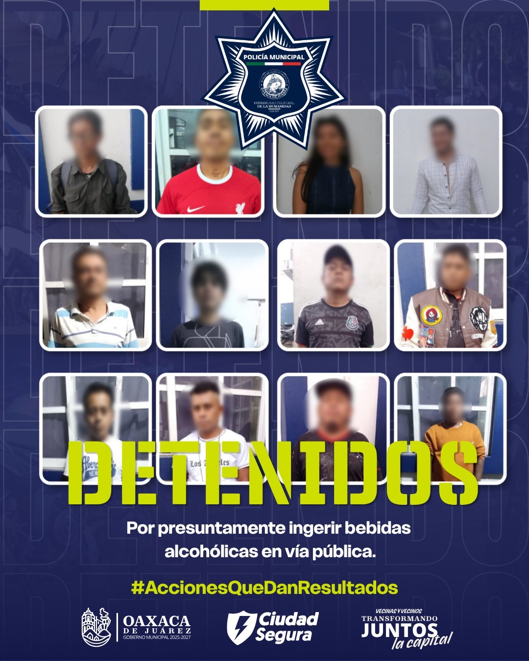 Cero Tolerancia: Policía Municipal de Oaxaca de Juárez sanciona consumo de alcohol en la vía pública durante el fin de semana