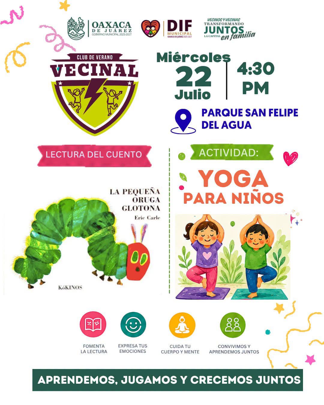 Invitan al Club de Verano Vecinal en San Felipe del Agua