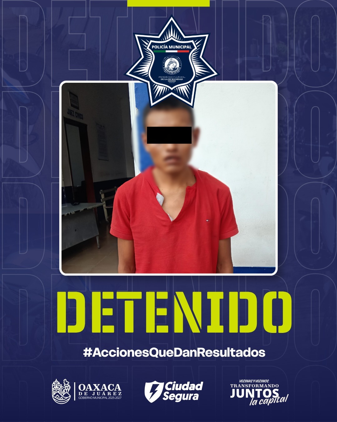 Policía Municipal detiene a presunto ladrón en inmediaciones de la Central de Abasto