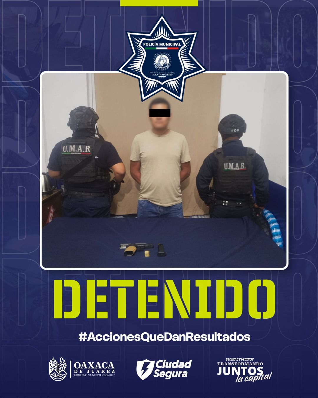 Operativo Luciérnaga: detenido con un arma de fuego en el Infonavit Primero de Mayo