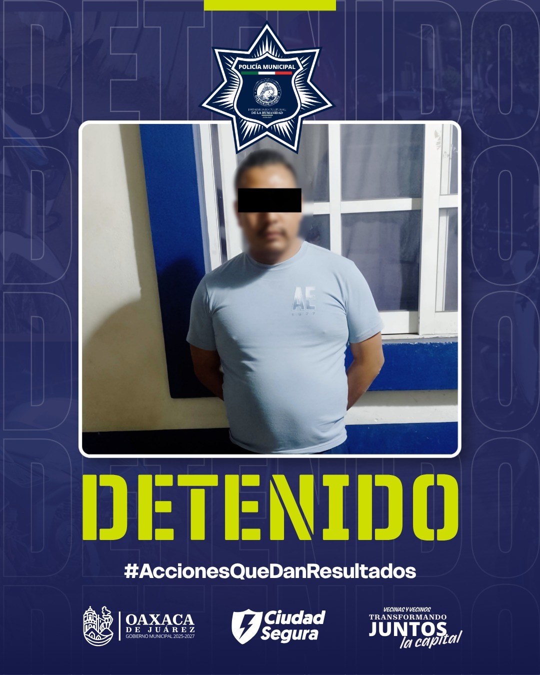 Lo detiene la Policía Municipal de Oaxaca de Juárez por presunto acoso sexual