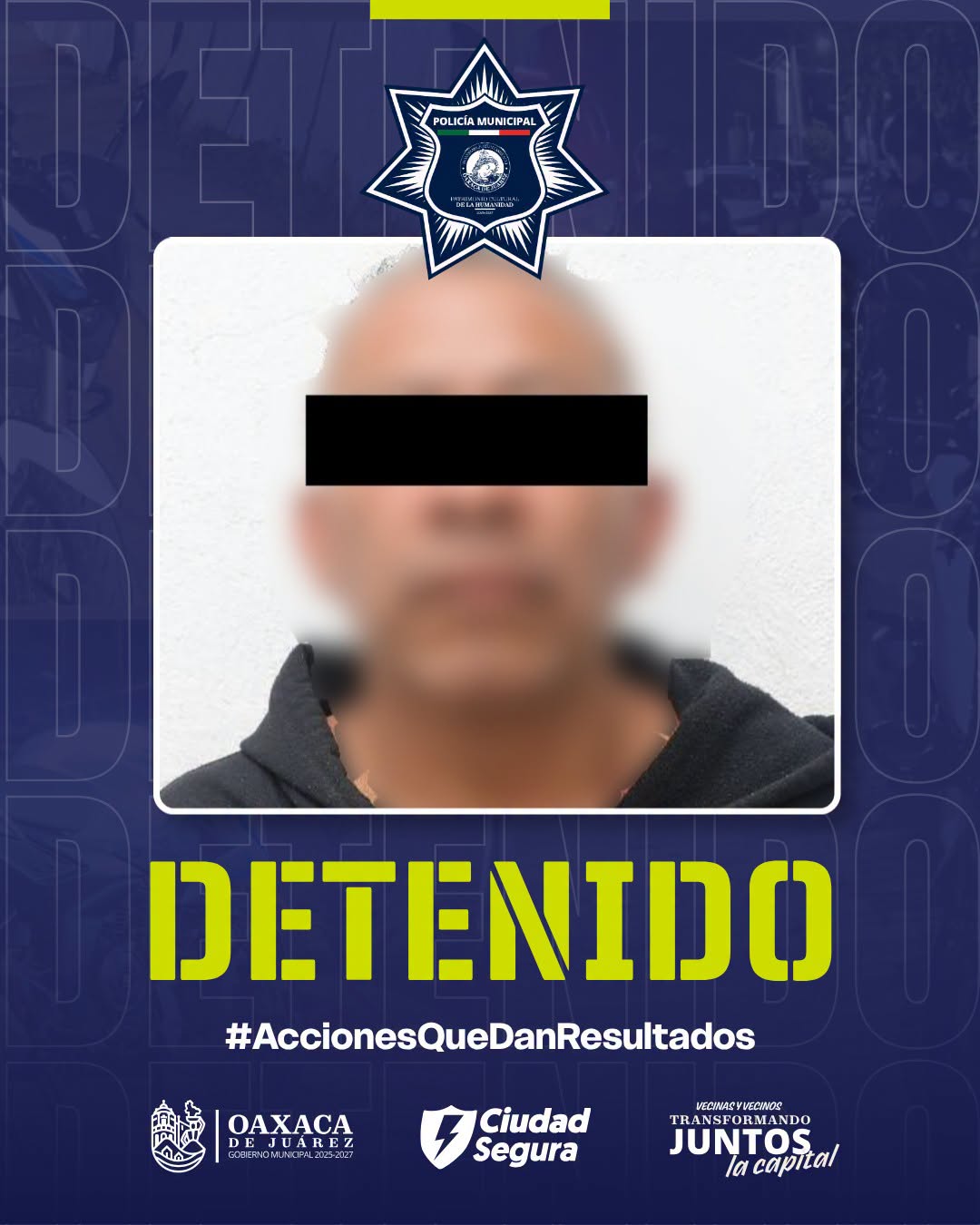 Lo detiene la Policía Municipal de Oaxaca de Juárez por cohabitación forzada