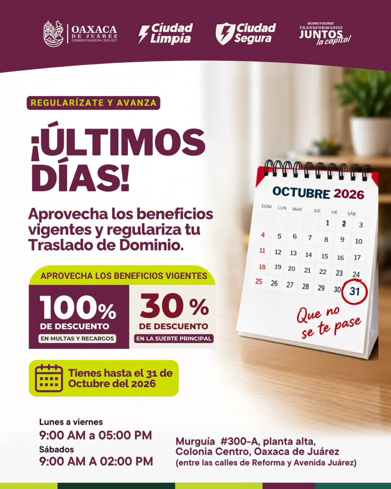 Municipio de Oaxaca de Juárez mantiene incentivos para regularización catastral